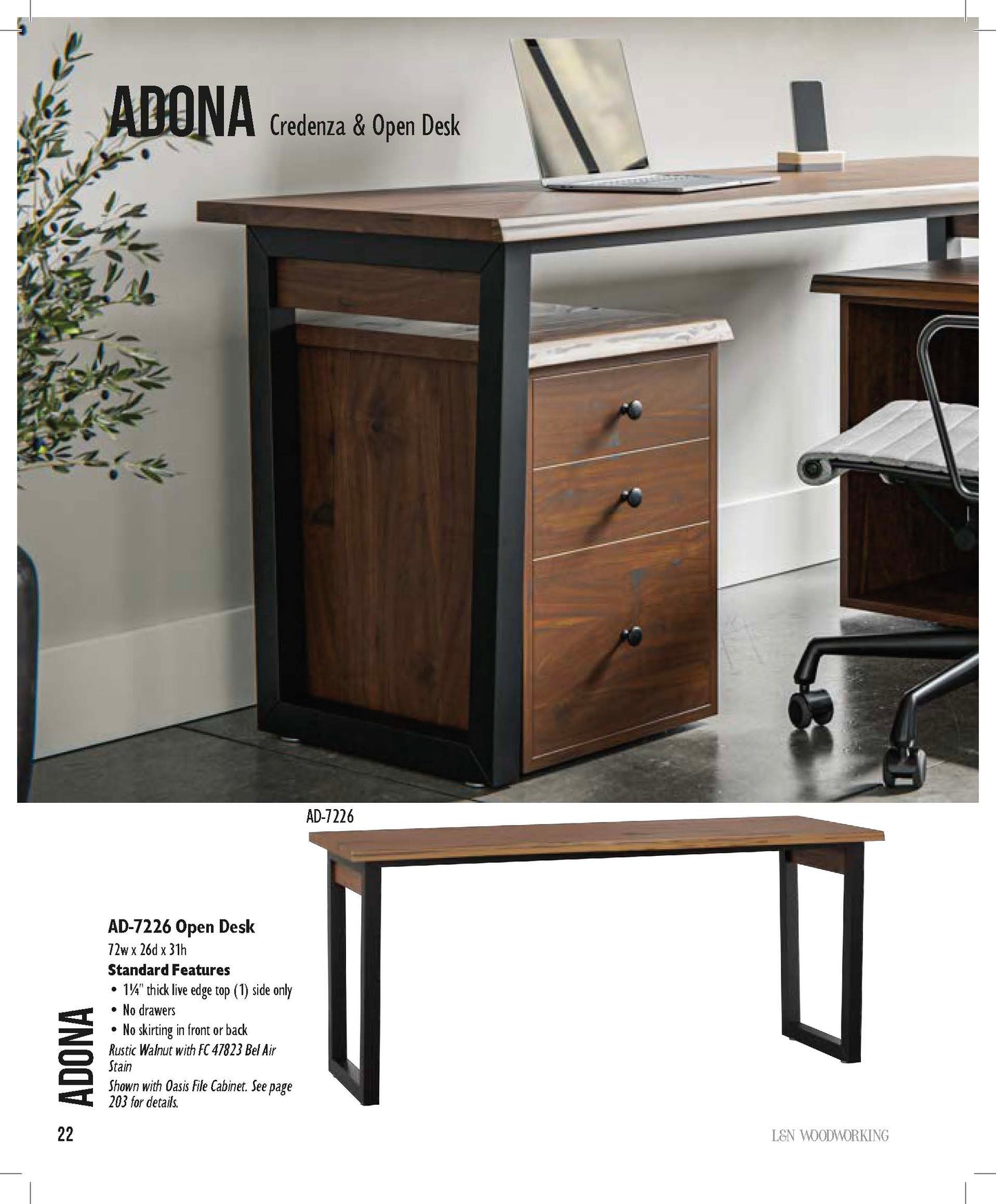 Adona 72" Open Desk