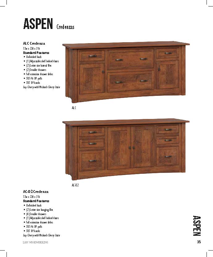 Aspen 4 Drawer Credenza