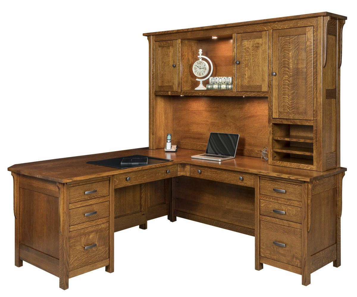 Boston 72" Corner Desk & Hutch Topper