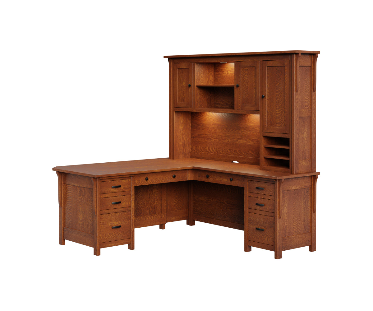Boston 72" Corner Desk & Hutch Topper