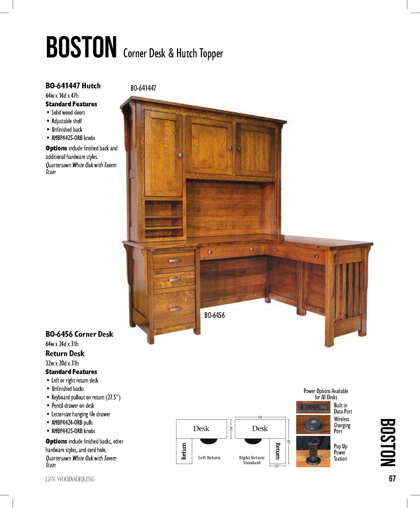 Boston 64" Corner Desk & Hutch Topper