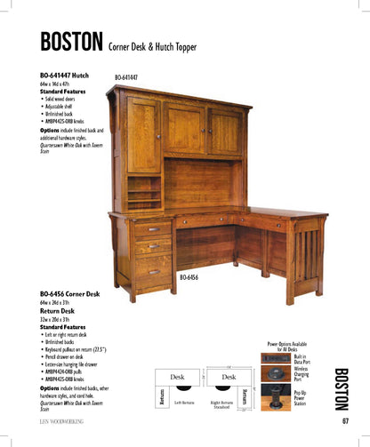 Boston 64" Corner Desk & Hutch Topper