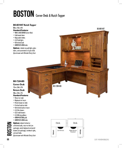 Boston 72" Corner Desk & Hutch Topper
