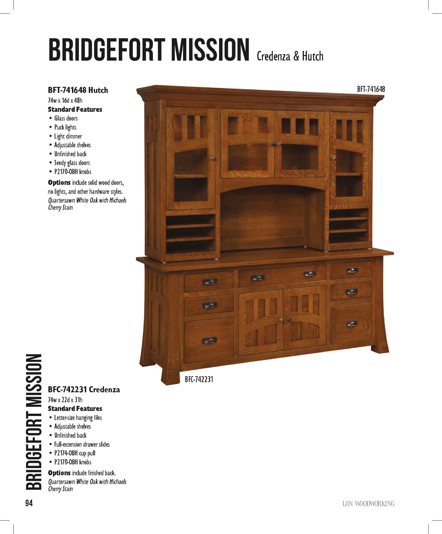 Bridgefort Mission Credenza With Hutch