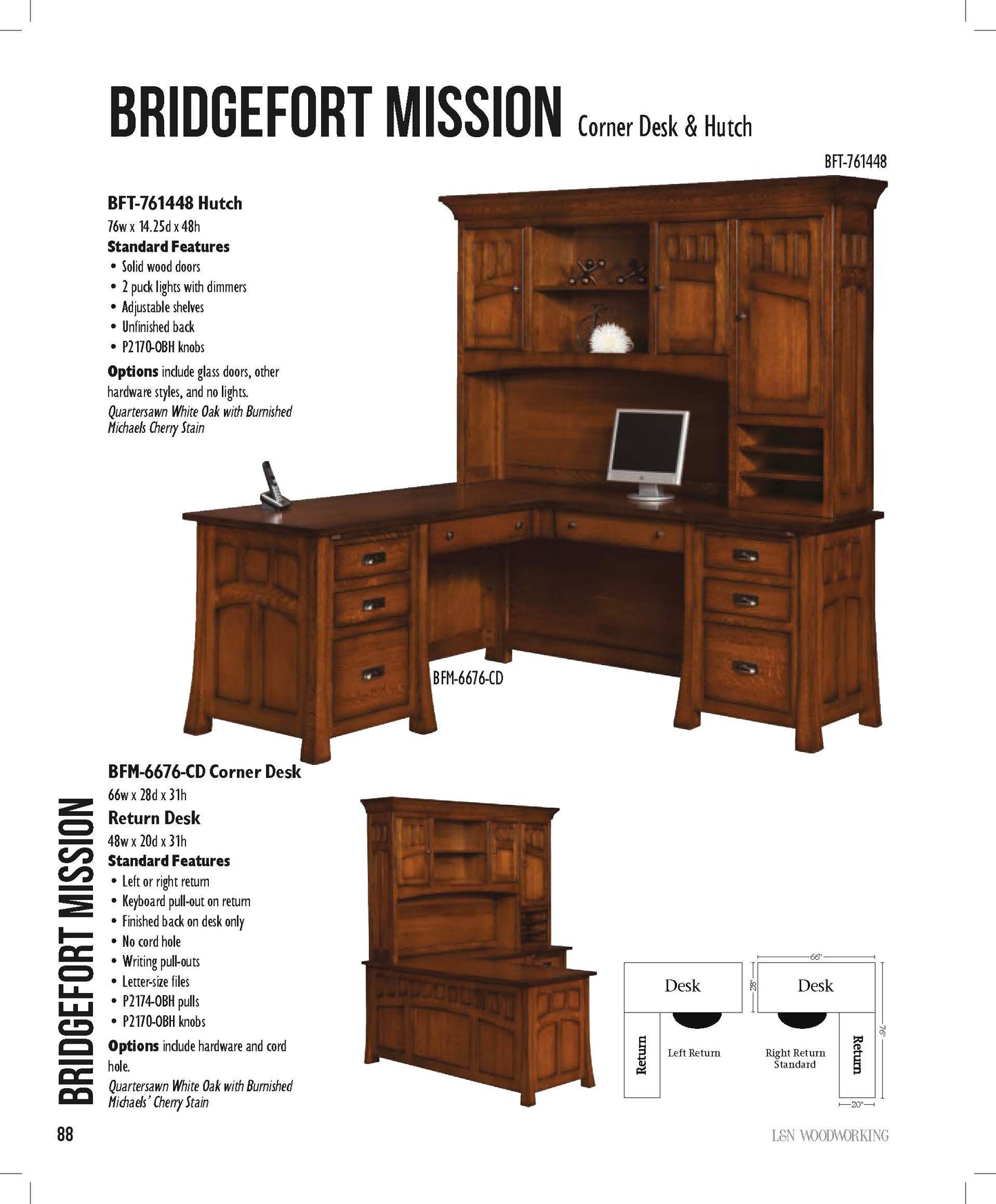 Bridgefort Mission 76" Corner Desk