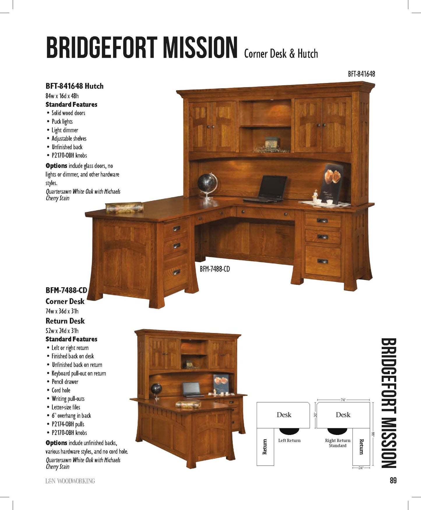 Bridgefort Mission 84" Corner Desk