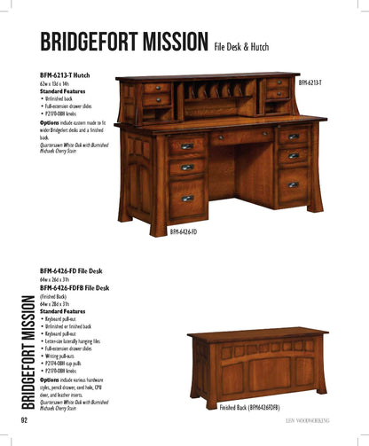 Bridgefort Mission File Desk With Hutch