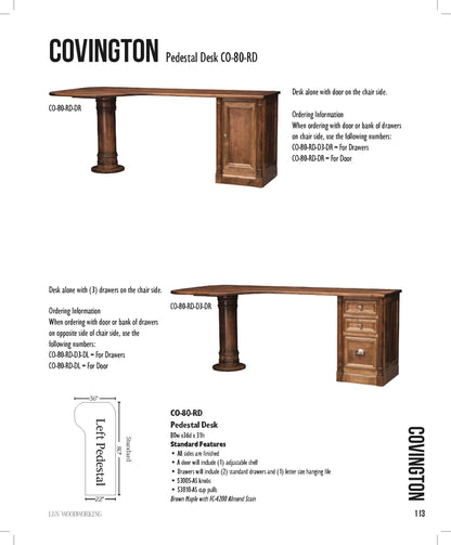 Covington Pedestal Desk With 3 Drawers