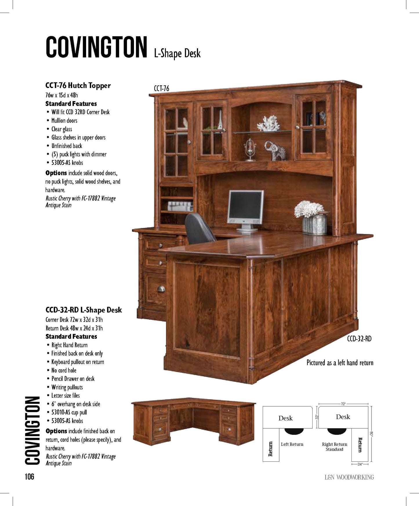 Covington L-Shape Desk With Hutch