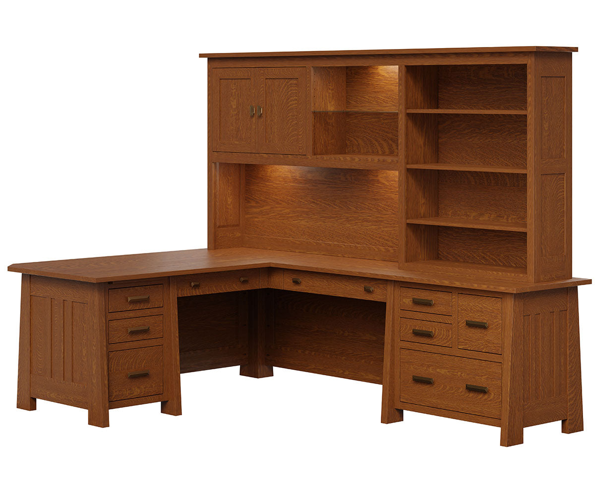 Freemont Mission 72" Corner Desk & Hutch