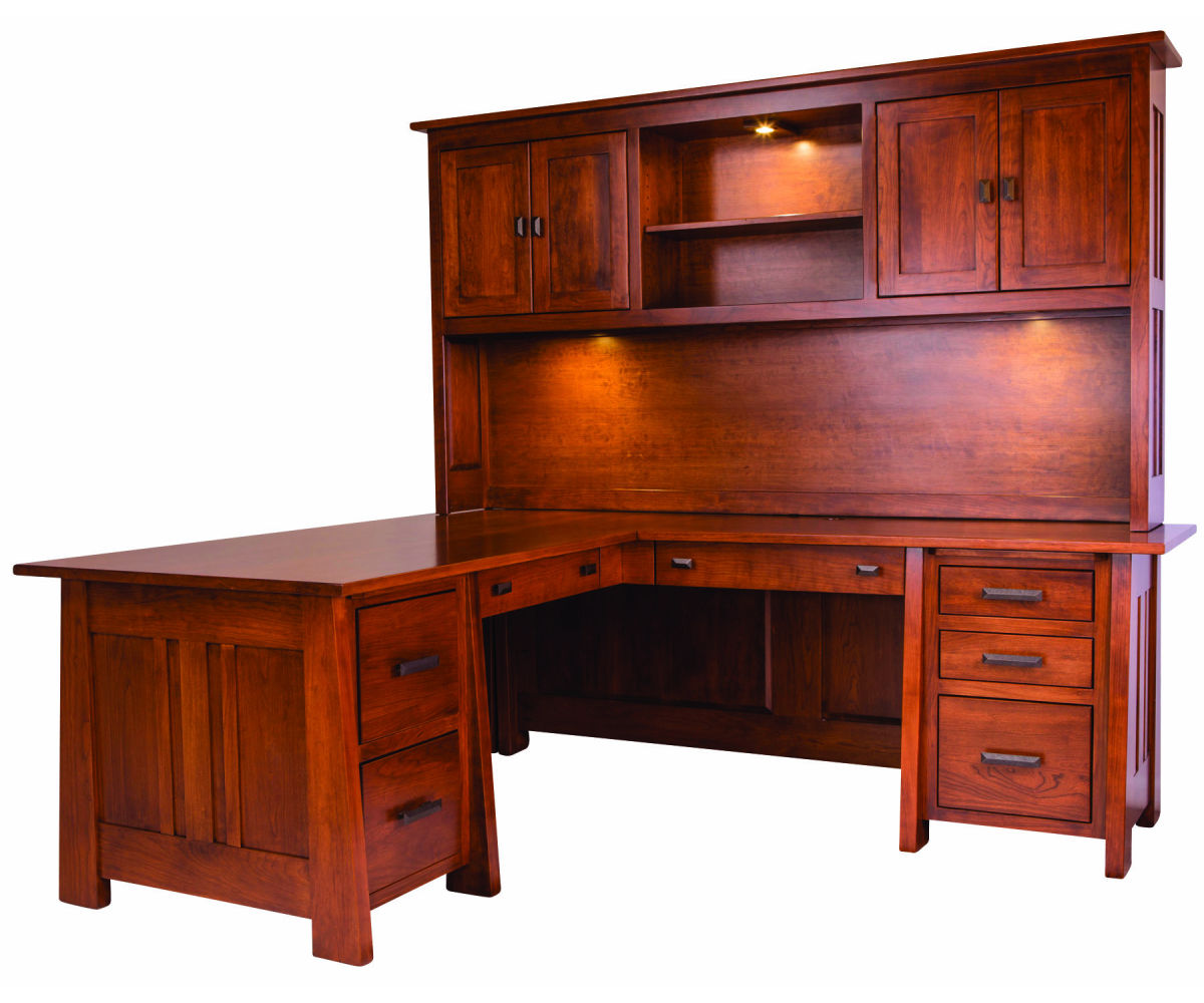 Freemont Mission 74" Corner Desk & Hutch