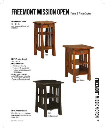 Freemont Mission Open 22"Printer Stand With Drawer