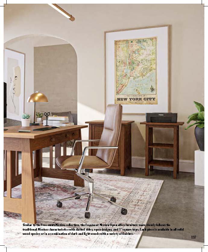 Freemont Mission Open 22"Printer Stand With Drawer