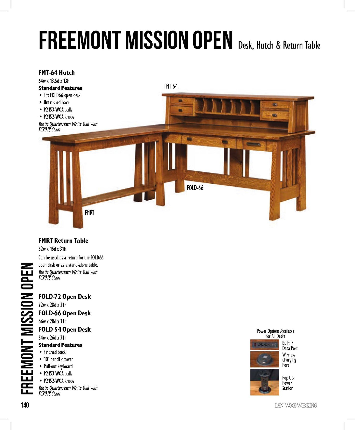 Freemont Mission Open Desk, Hutch & Return Table