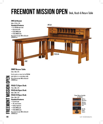 Freemont Mission Open Desk, Hutch & Return Table