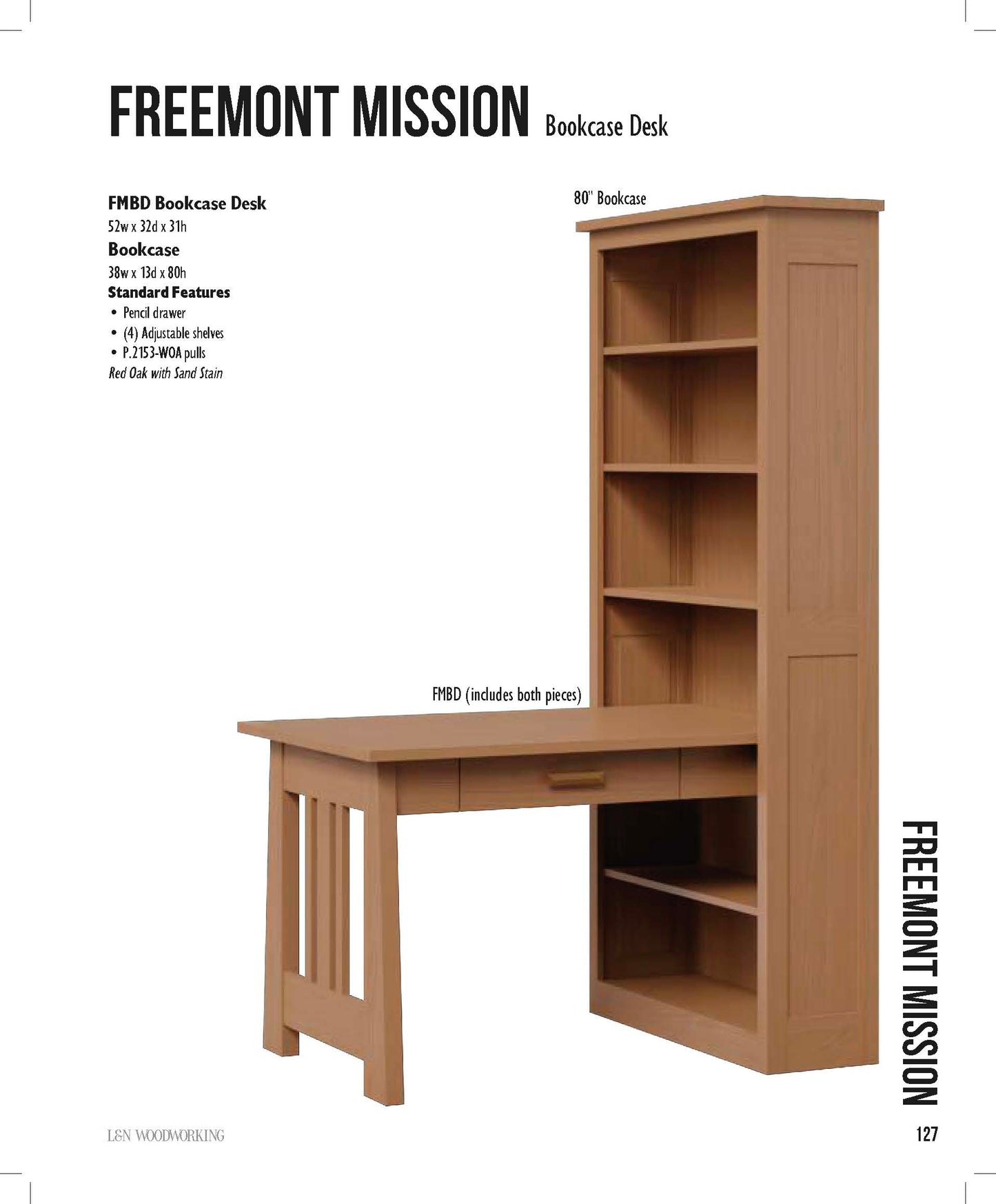 Freemont Mission Bookcase Desk