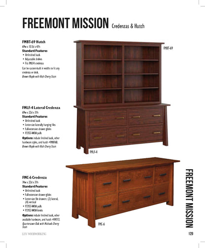 Freemont Mission 69" Lateral Credenza With Hutch