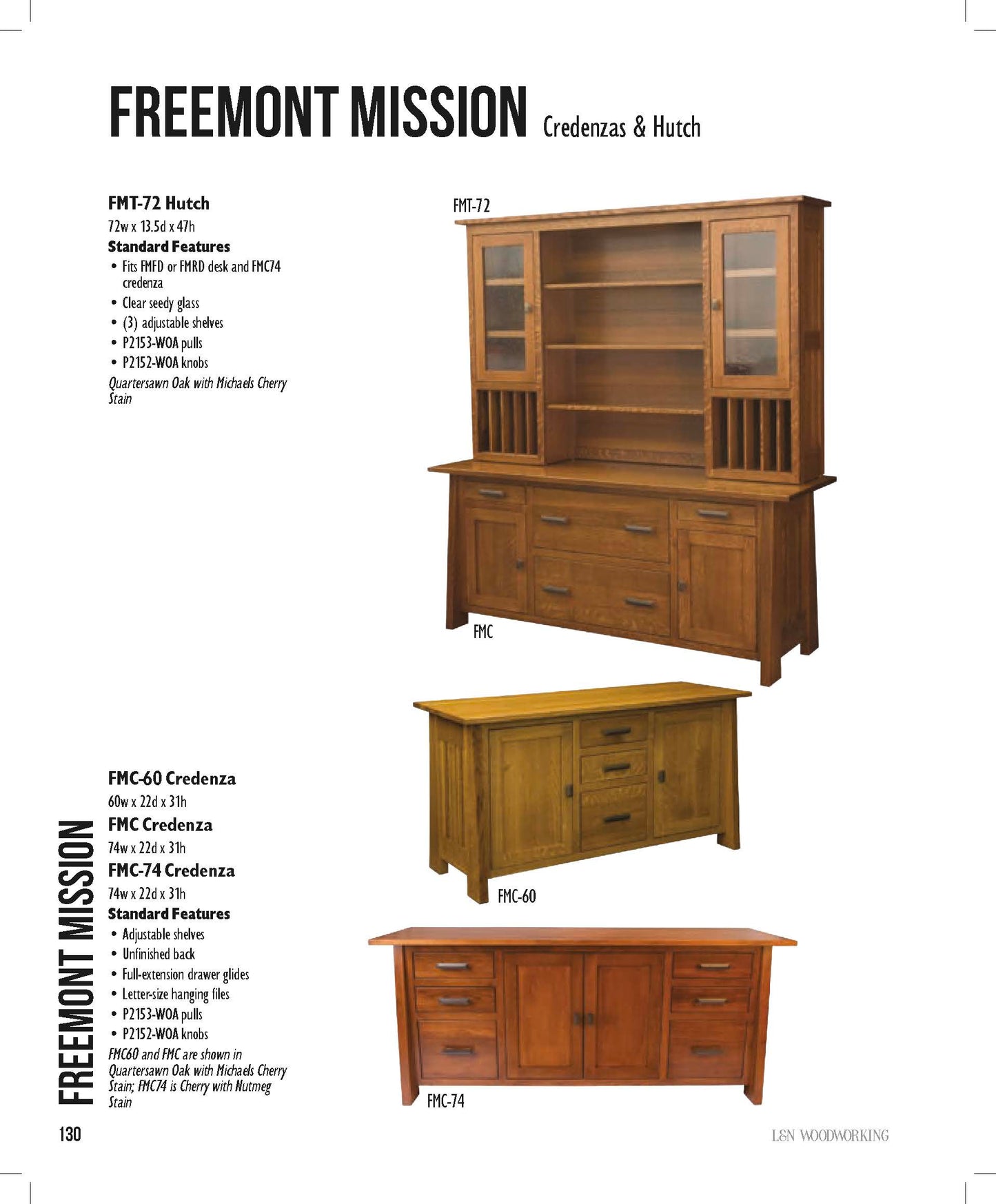 Freemont Mission 6 Drawer 2 Door Credenza