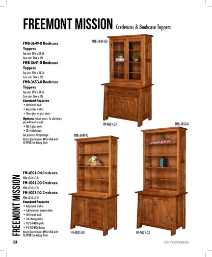 Freemont Mission 1 Drawer 2 Door Credenza & Bookcase Topper