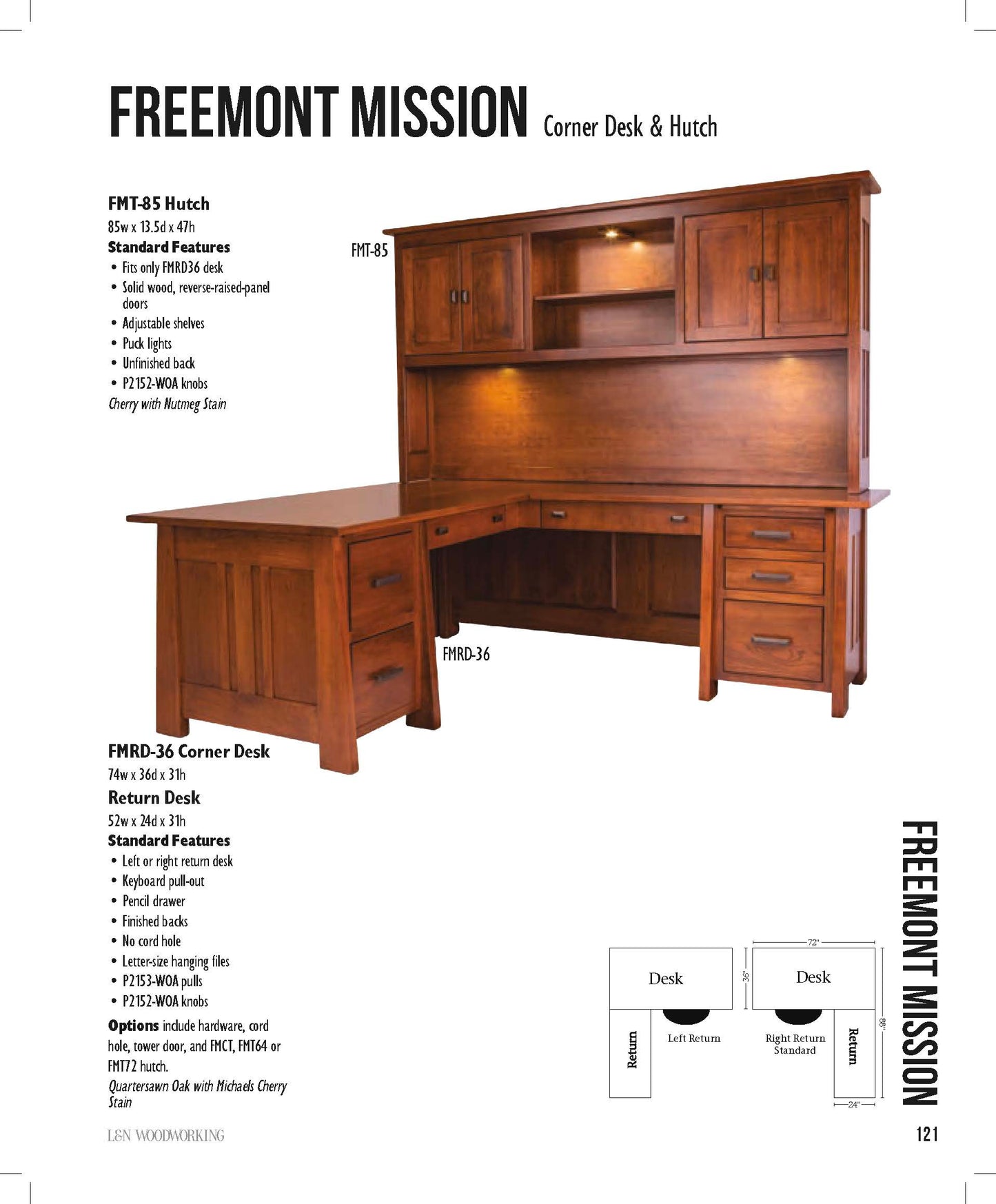 Freemont Mission 74" Corner Desk & Hutch