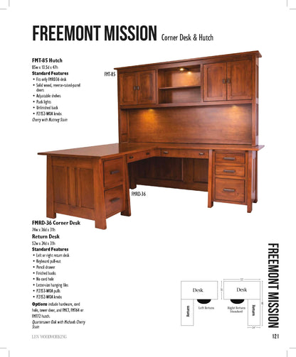 Freemont Mission 74" Corner Desk & Hutch