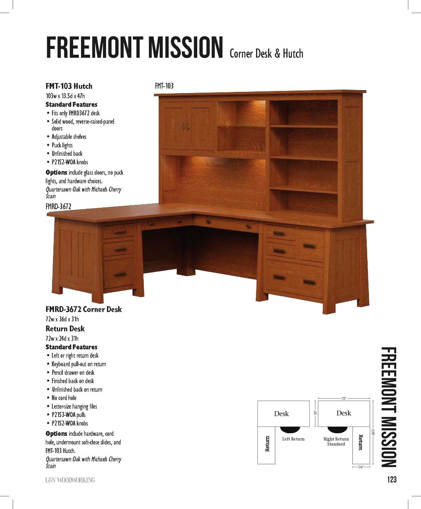 Freemont Mission 72" Corner Desk & Hutch