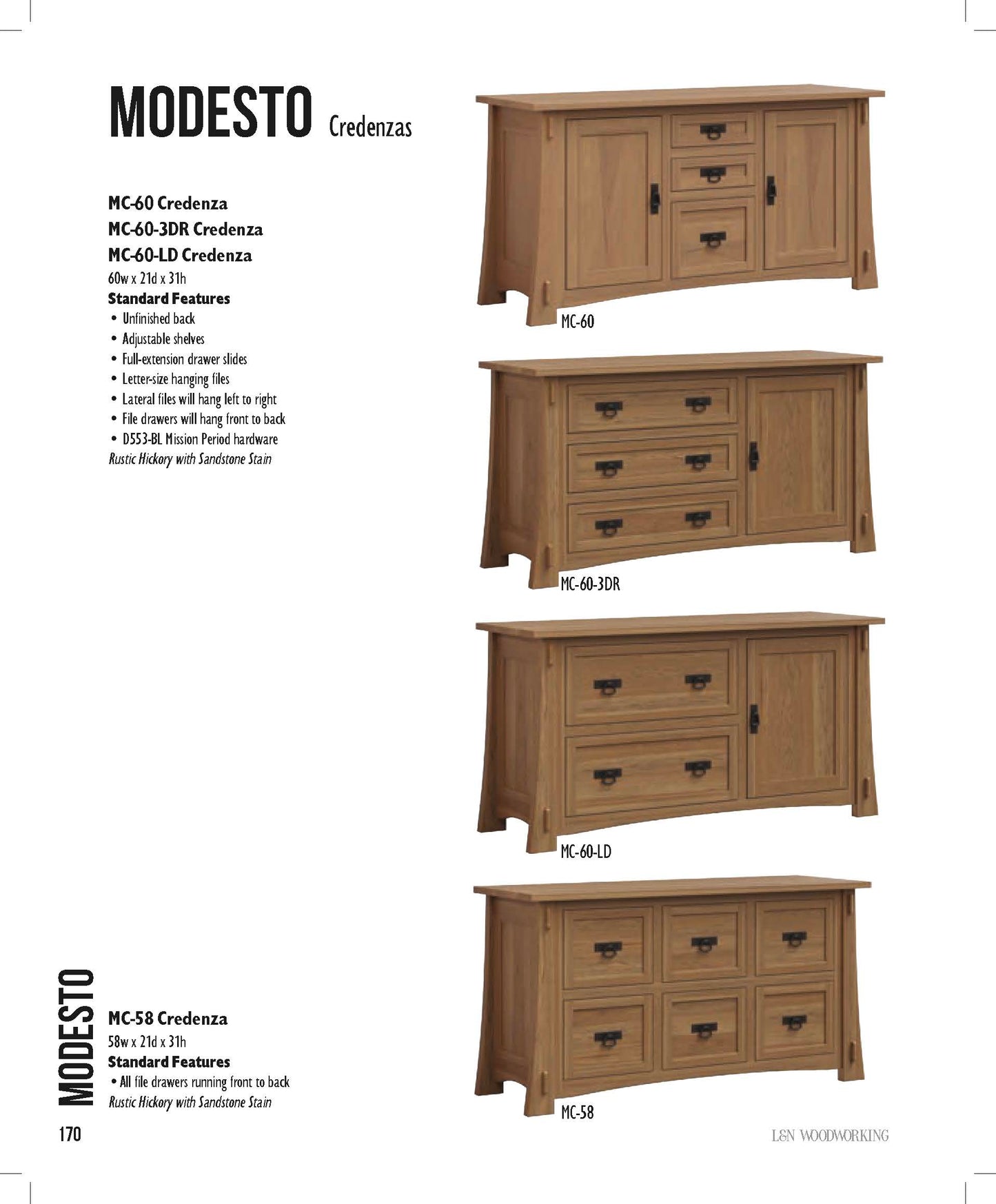 Modesto 3 Drawer 2 Door 60"Credenza