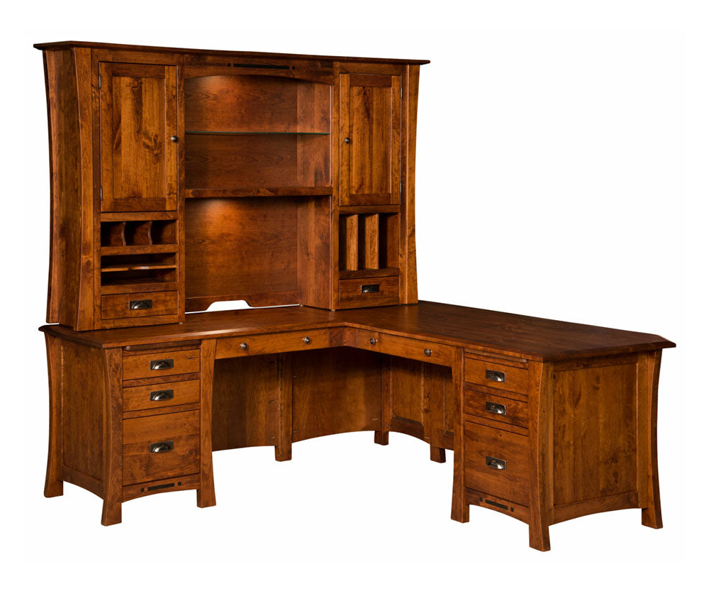 Arts & Crafts L Desk " With Hutch