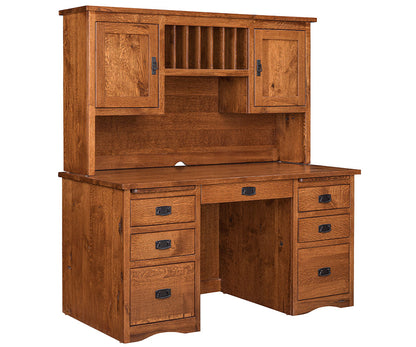 Mission Double Pedestal Desk With Hutch