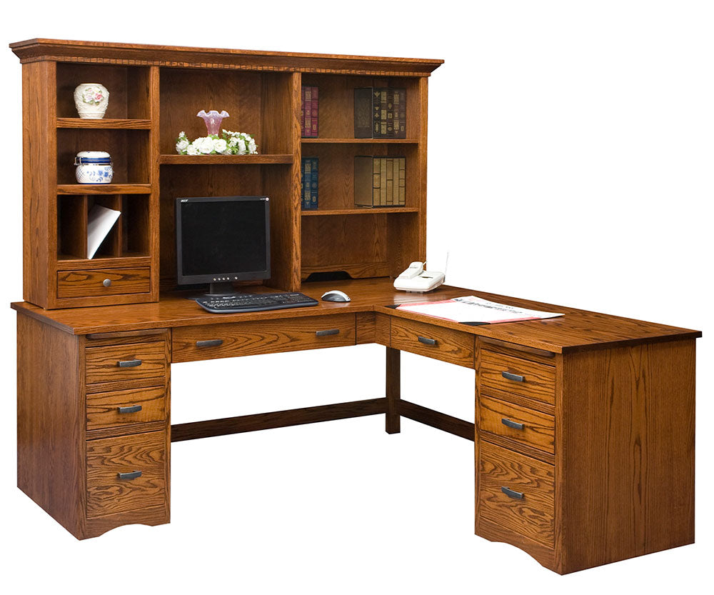 Mission Computer Desk with Return and Hutch