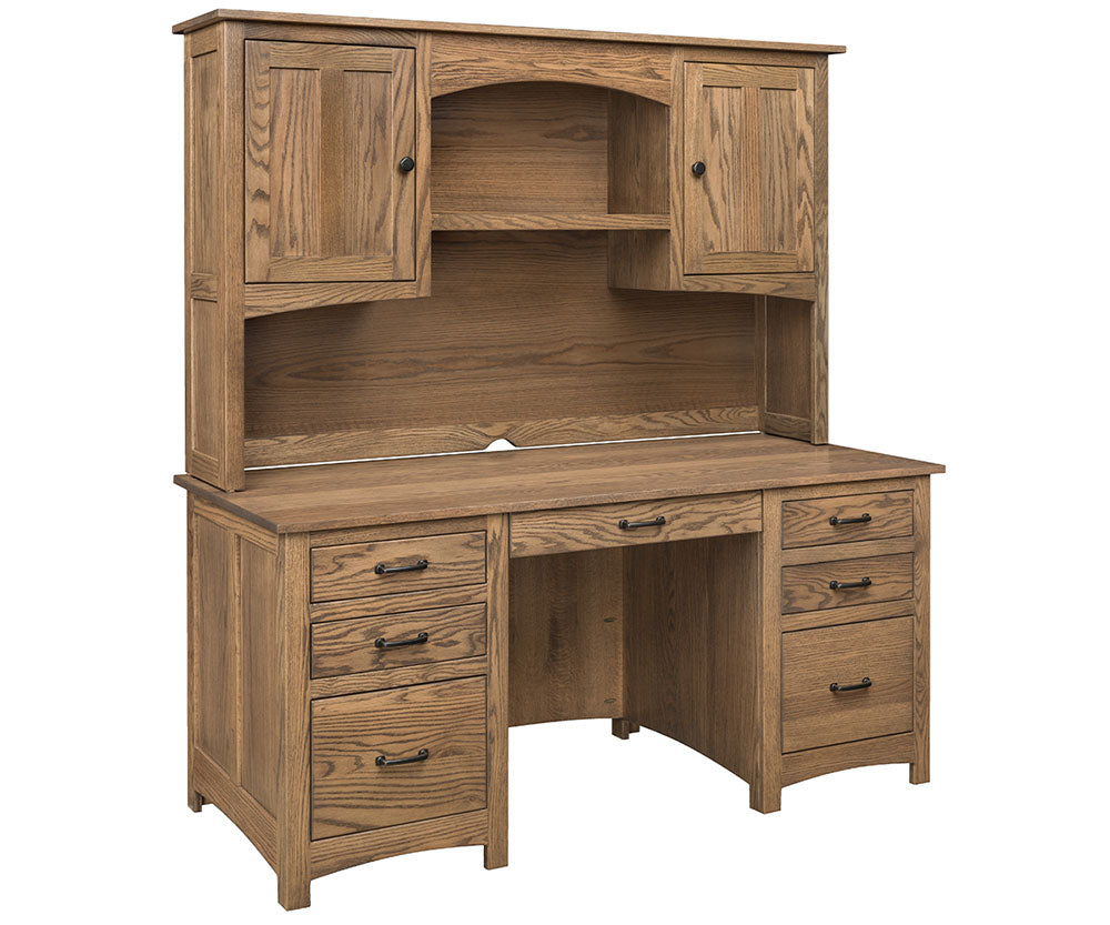 Oakridge Double Pedestal Desk With Hutch