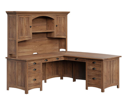 Oakwood L Desk with Hutch