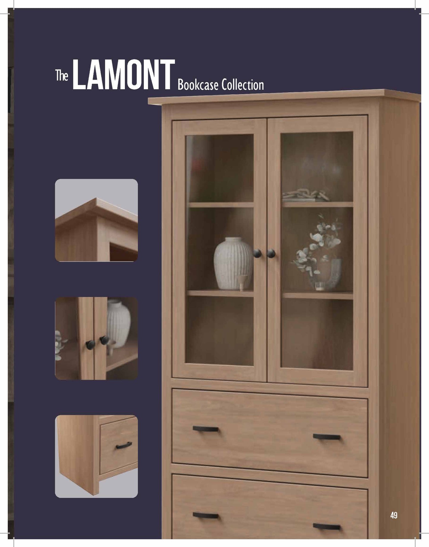 Lamont 36" Bookcase With Glass Doors and Drawer(s)