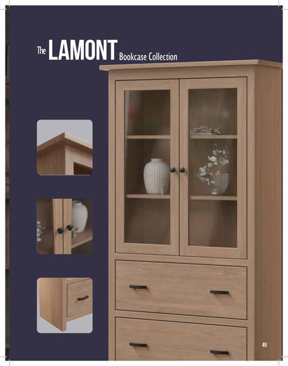 Lamont 36" Bookcase With Glass Doors and Drawer(s)