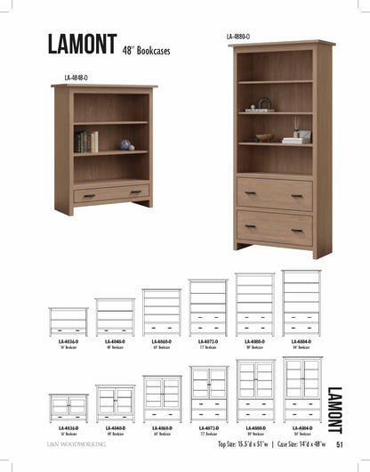 Lamont 36" Bookcase With Glass Doors and Drawer(s)
