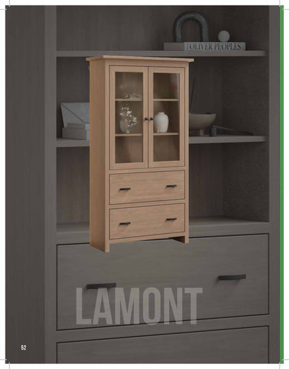 Lamont 36" Bookcase With Glass Doors and Drawer(s)