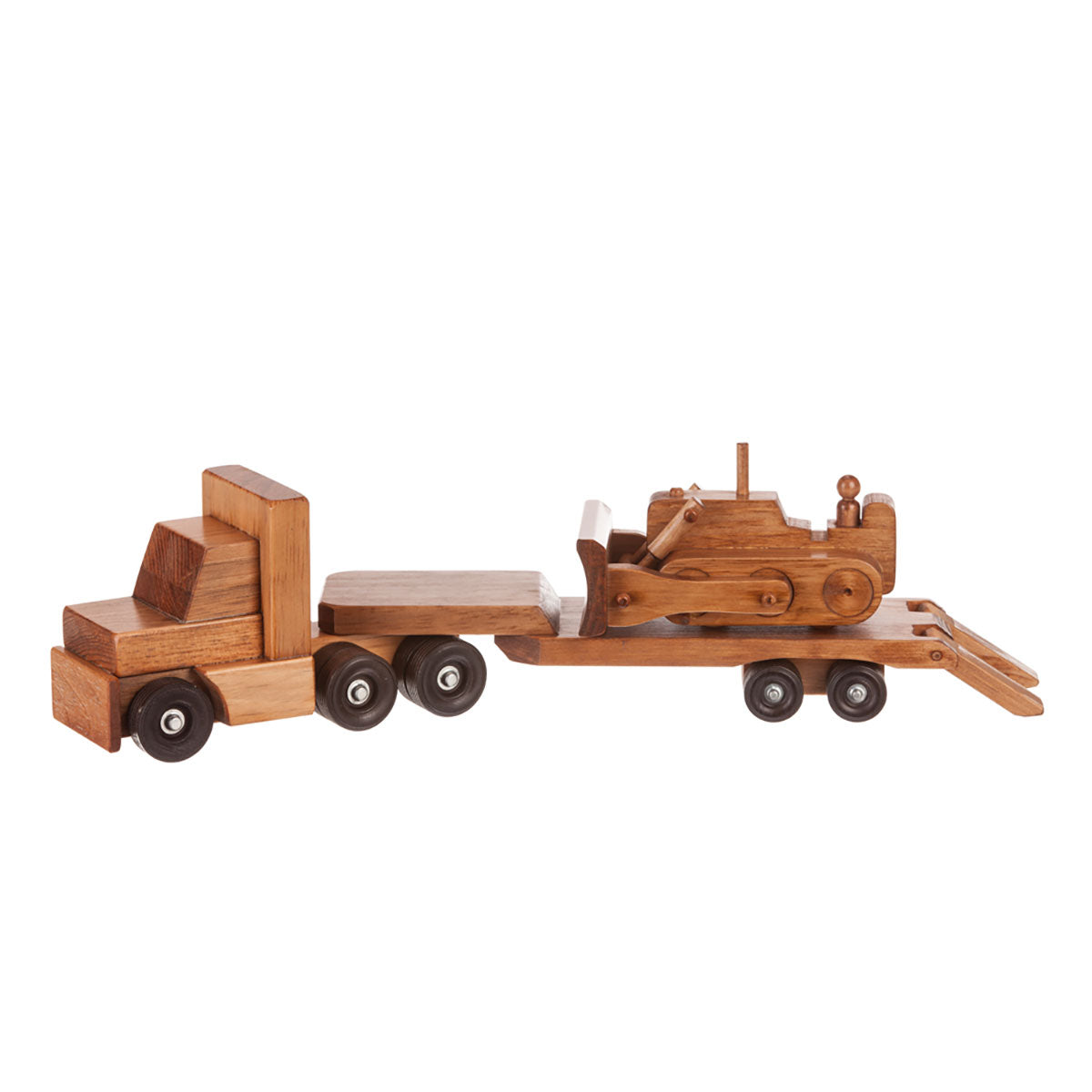 Truck with Low Boy Trailer and Bulldozer