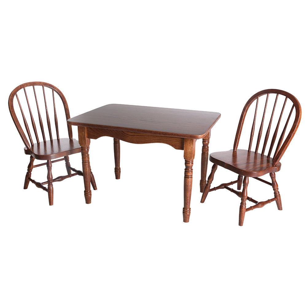 Child's Rectangular Table and 2 Bow Back Chairs Set