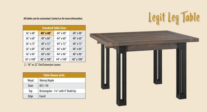 Legit Saw-Marked Leg Table catalog page
