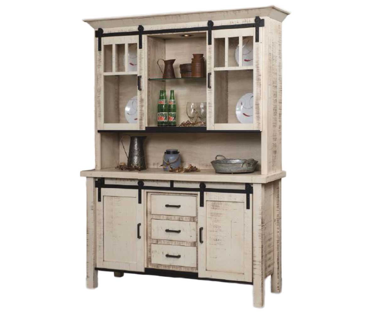 Farmhouse Buffet with Optional Hutch and Sliding Glass Doors