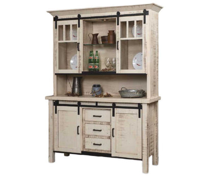 Farmhouse Buffet with Optional Hutch and Sliding Glass Doors