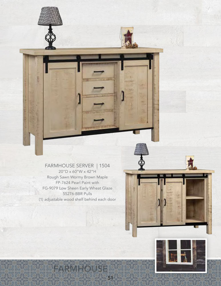 Farmhouse Server 2 Door, 4 Drawers