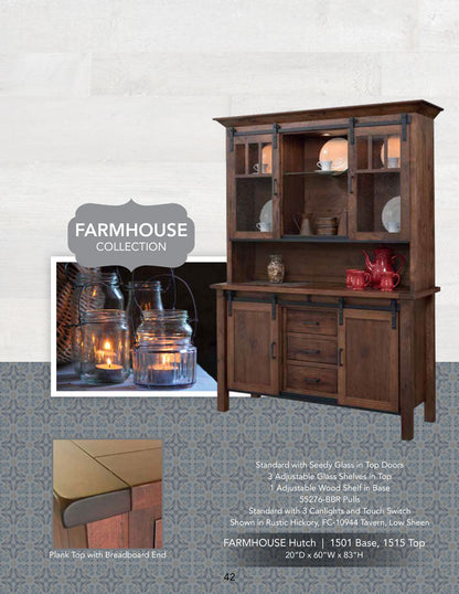 Farmhouse Buffet with Optional  Hutch – 45.75" W