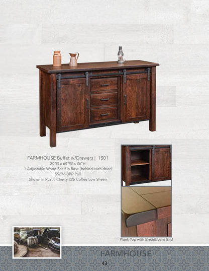 Farmhouse Buffet with Optional  Hutch – 45.75" W