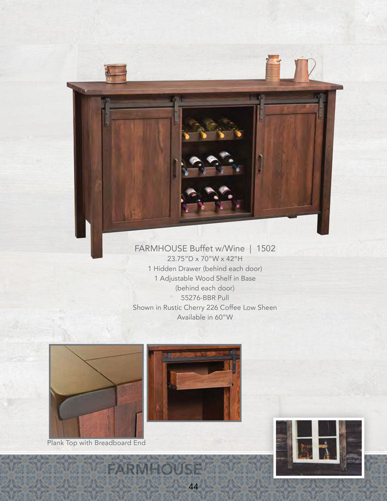 Farmhouse Buffet with Optional  Hutch – 45.75" W