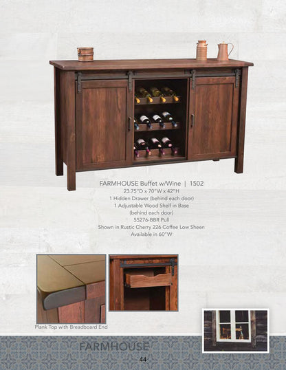 Farmhouse Buffet with Optional  Hutch – 45.75" W