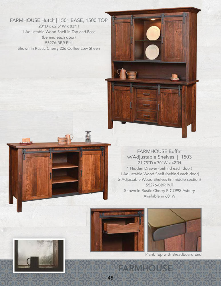 Farmhouse Buffet with Optional  Hutch – 45.75" W