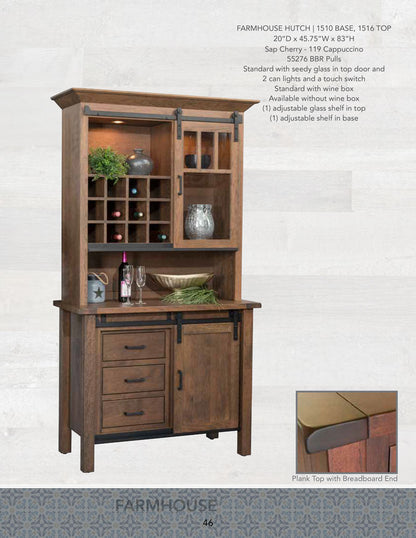 Farmhouse Buffet with Optional  Hutch – 45.75" W