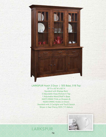 Larkspur  Buffet with Optiona 3 Doorl Hutch
