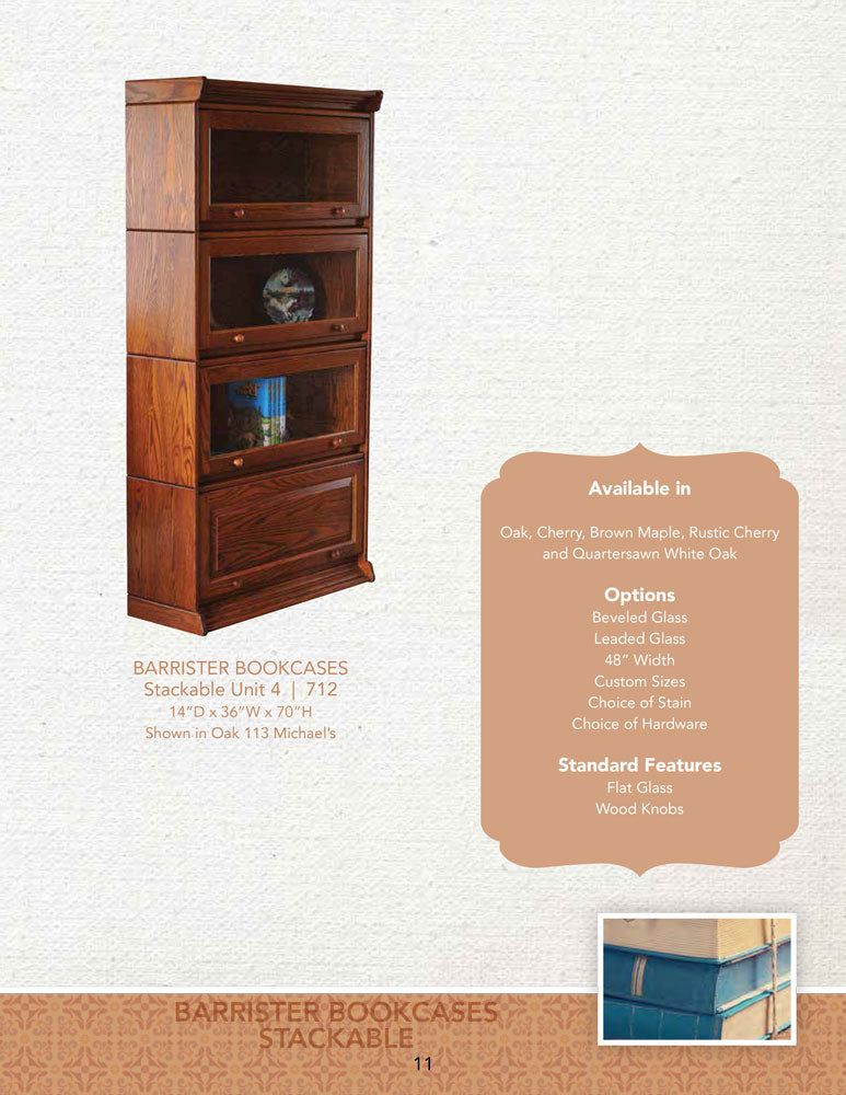 Barrister Bookcases One Piece 2 Door